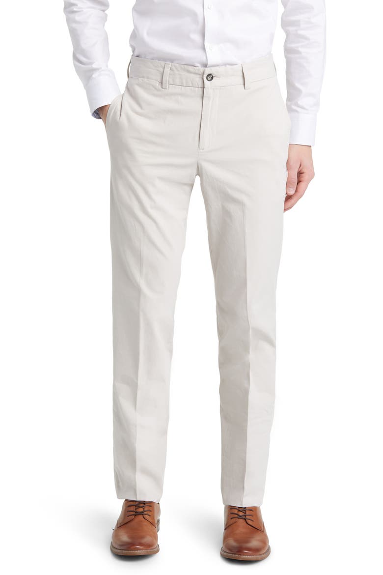 Trim Fit Cotton Poplin Dress Pants, Main, color, STONE