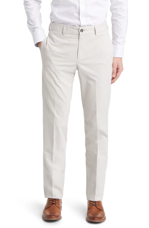 Berle Trim Fit Cotton Poplin Dress Pants in Stone 
