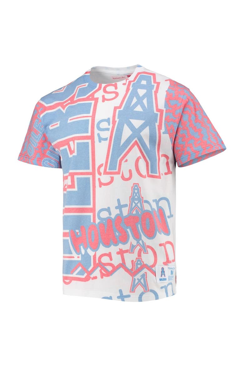 Men's Mitchell & Ness White Houston Oilers Jumbotron 2.0 Sublimated T-Shirt, Alternate, color, White