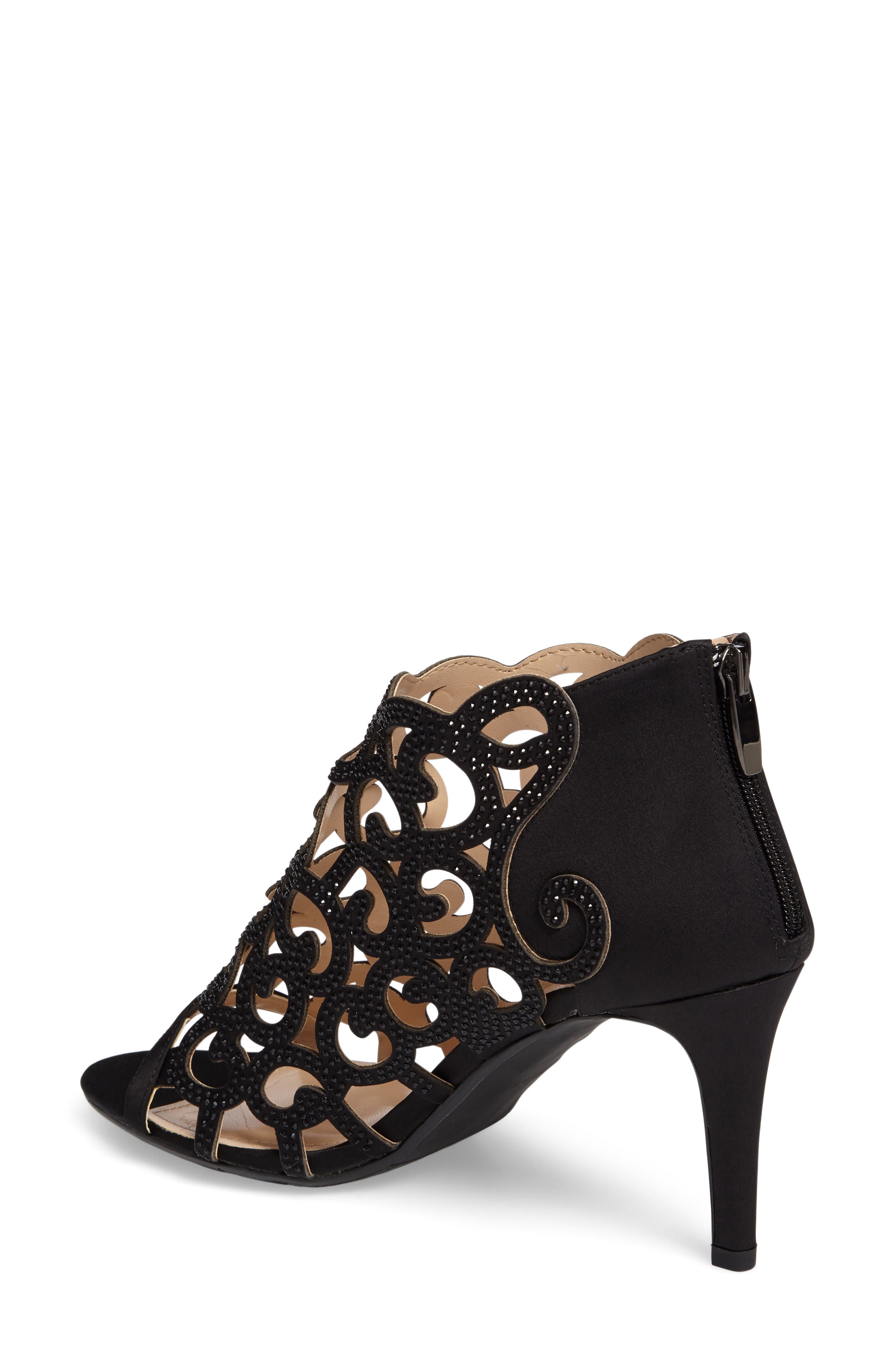 McWayfalls Peep Cutout Bootie, Alternate, color, BLACK SATIN