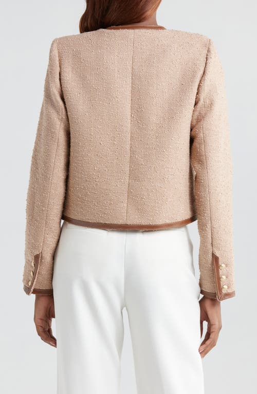 L'agence Zaya Faux Leather Trim Jacket In Brown