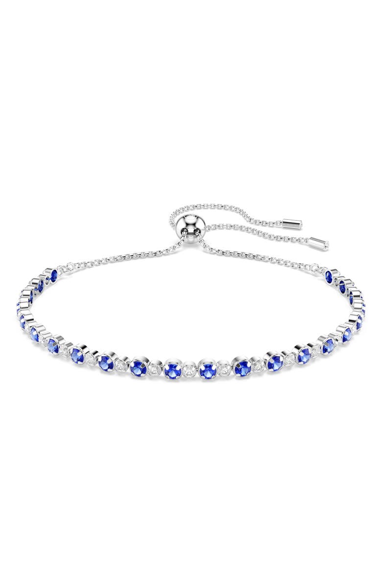 Swarovski Matrix Slider Tennis Bracelet, Main, color, Blue/ Silver