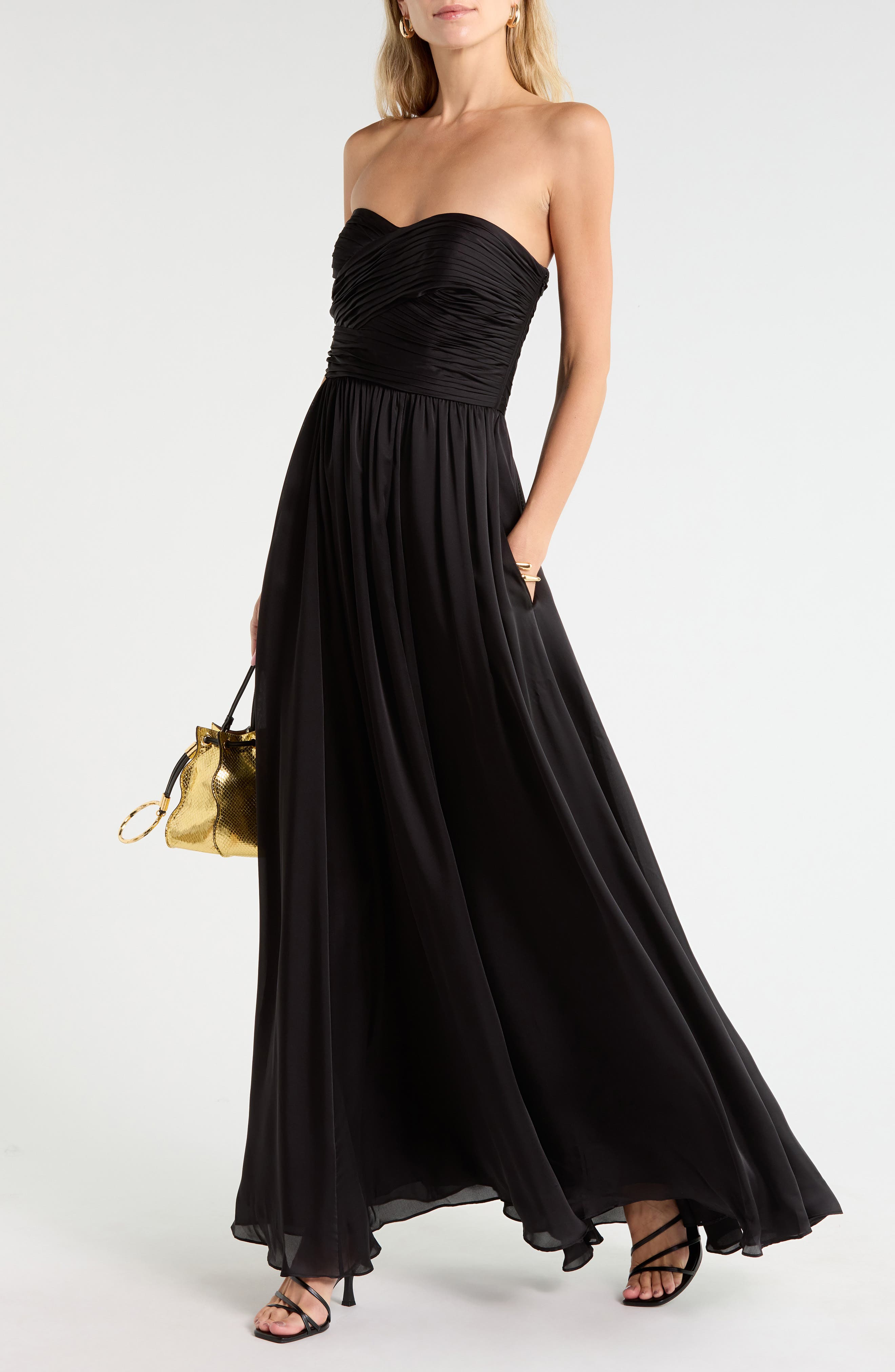 Anastasia Strapless Silk Maxi Dress