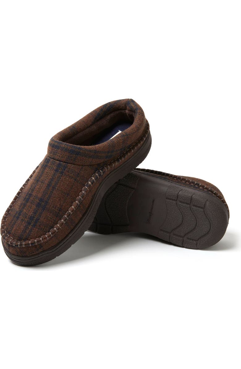 DEARFOAMS Thompson Plaid Moccasin Toe Clog Slipper, Alternate, color, Brown