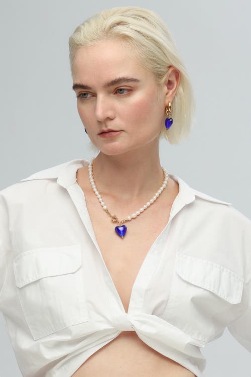 Classicharms Esmee Glaze Heart Pendant Baroque Pearl Necklace In Red