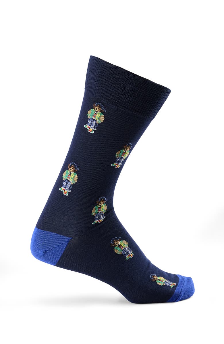 Polo Ralph Lauren Big & Tall Mini Bear 2-pk Crew Socks, Alternate, color, Navy