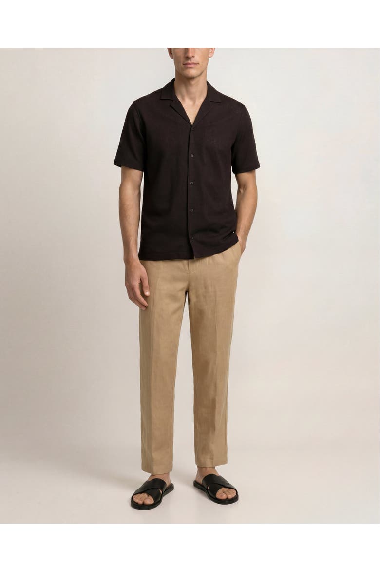 Maitan Linen Short Sleeve Shirt, Main, color, Espresso