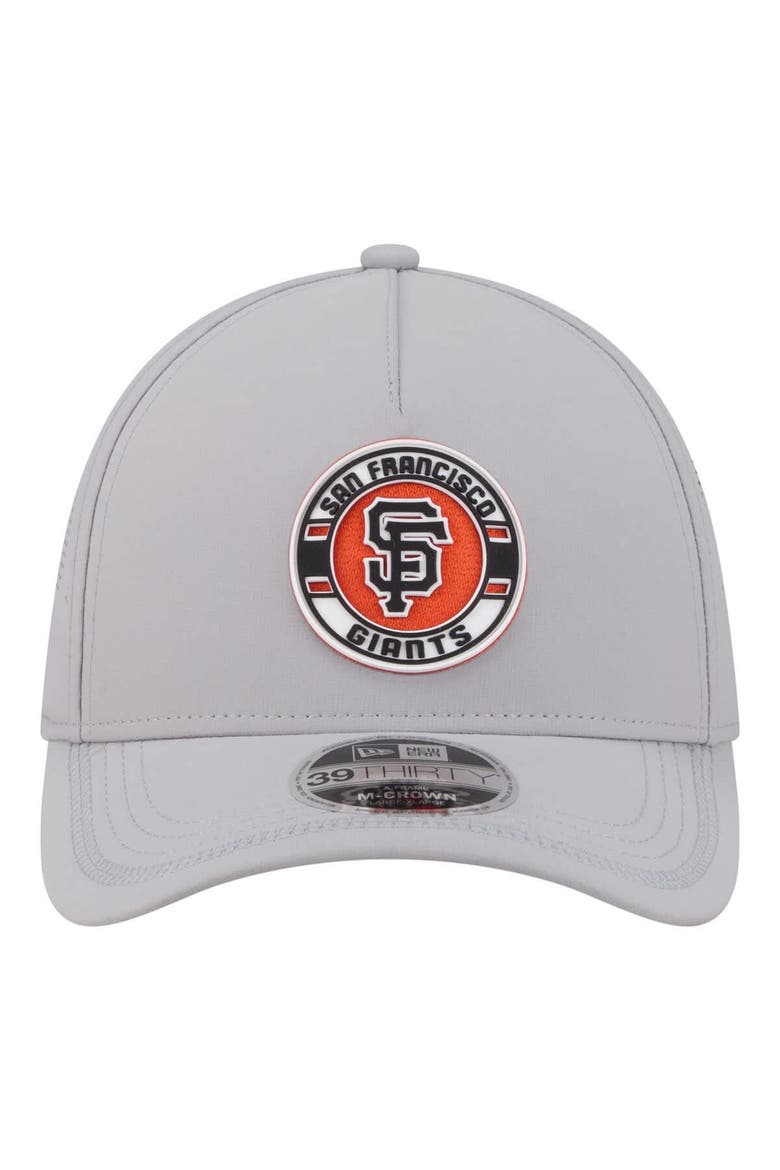 Men's New Era Gray San Francisco Giants Patch 39THIRTY A-Frame M-Crown Perforated Flex Hat, Alternate, color, Gray