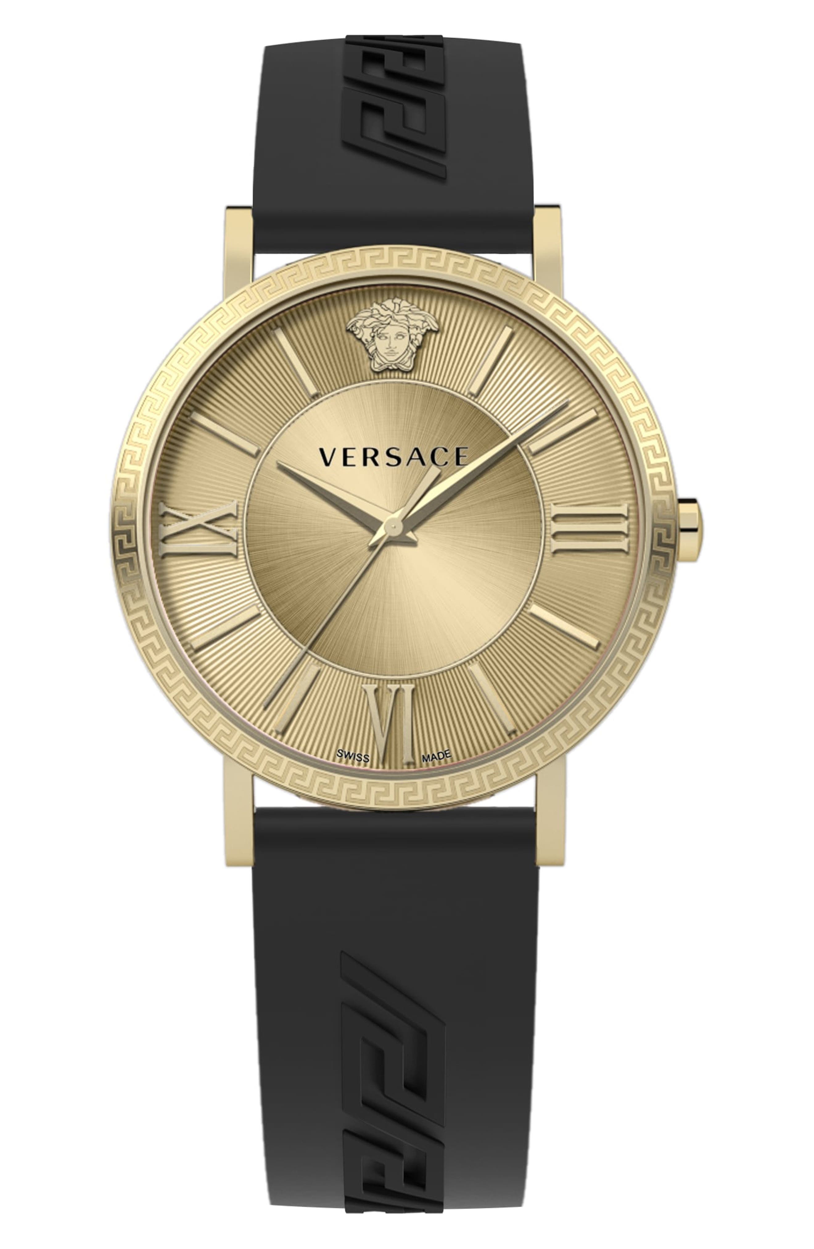 Versace V-Eternal Silicone Strap Watch, 42mm