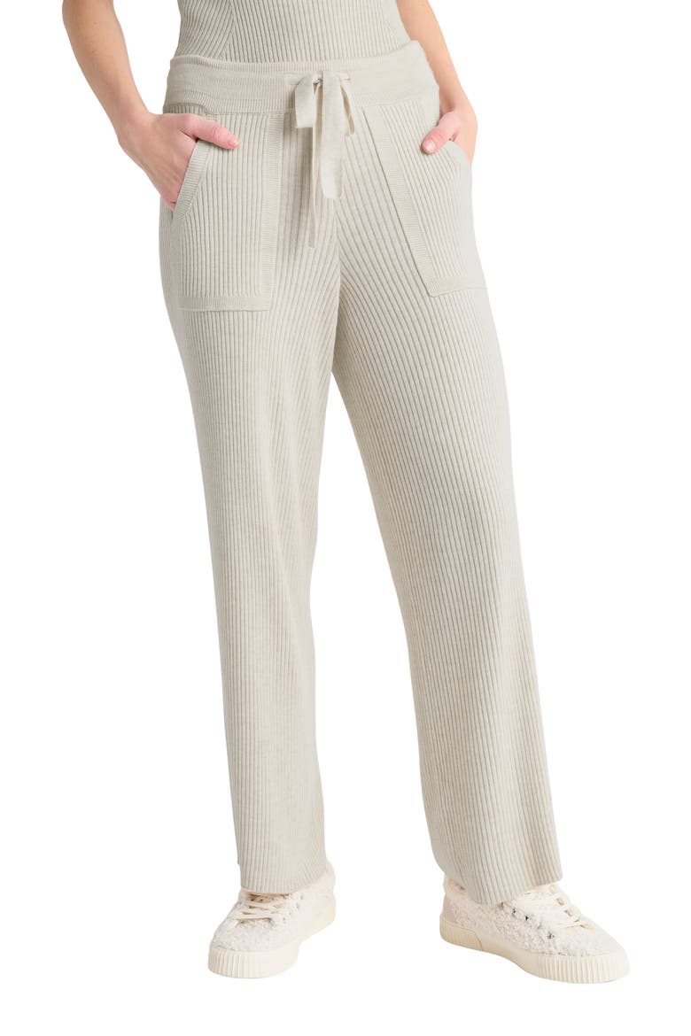 Georgie Rib Wide Leg Crop Pants, Main, color, OAT HEATHER