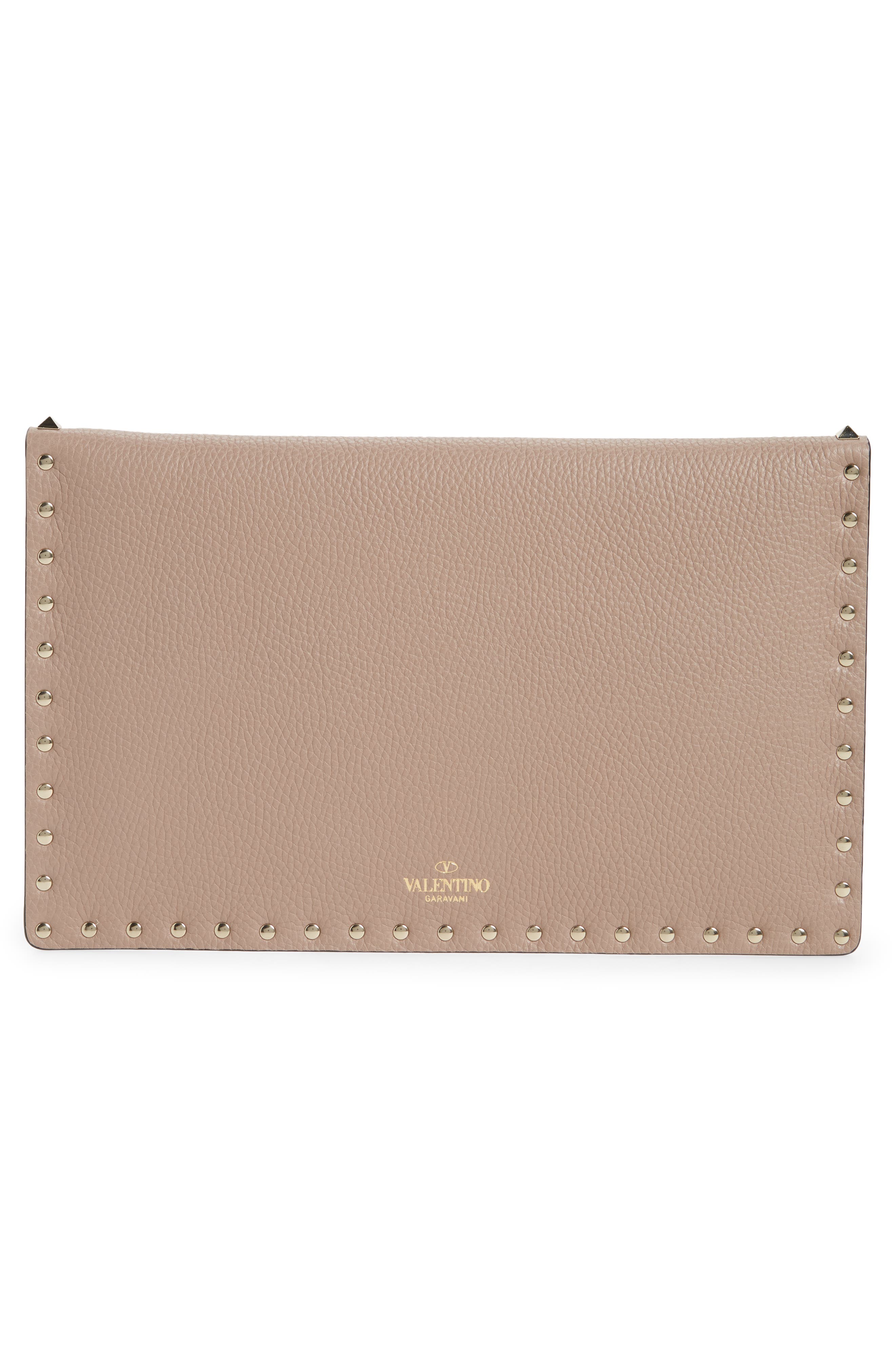 Valentino Garavani Rockstud Leather Envelope Pouch, Alternate, color, 