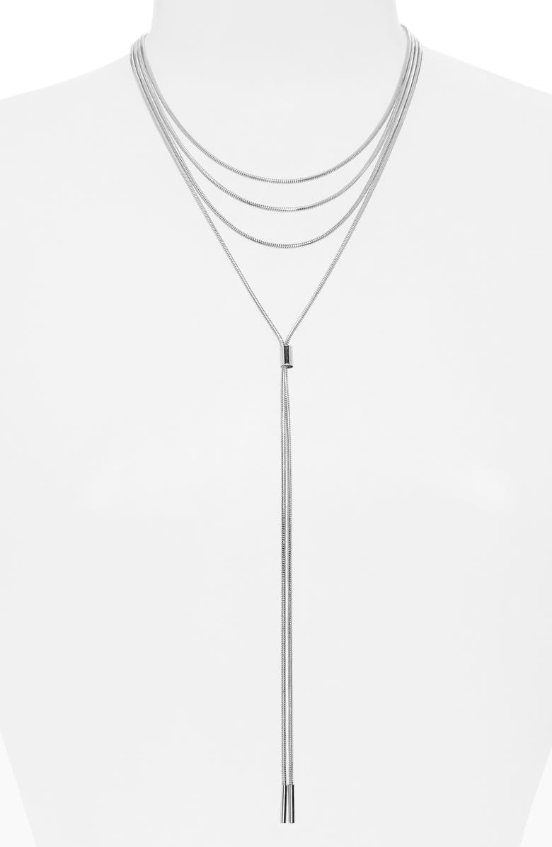 Nordstrom Snake Chain Layered Y-Necklace, Alternate, color, Silver