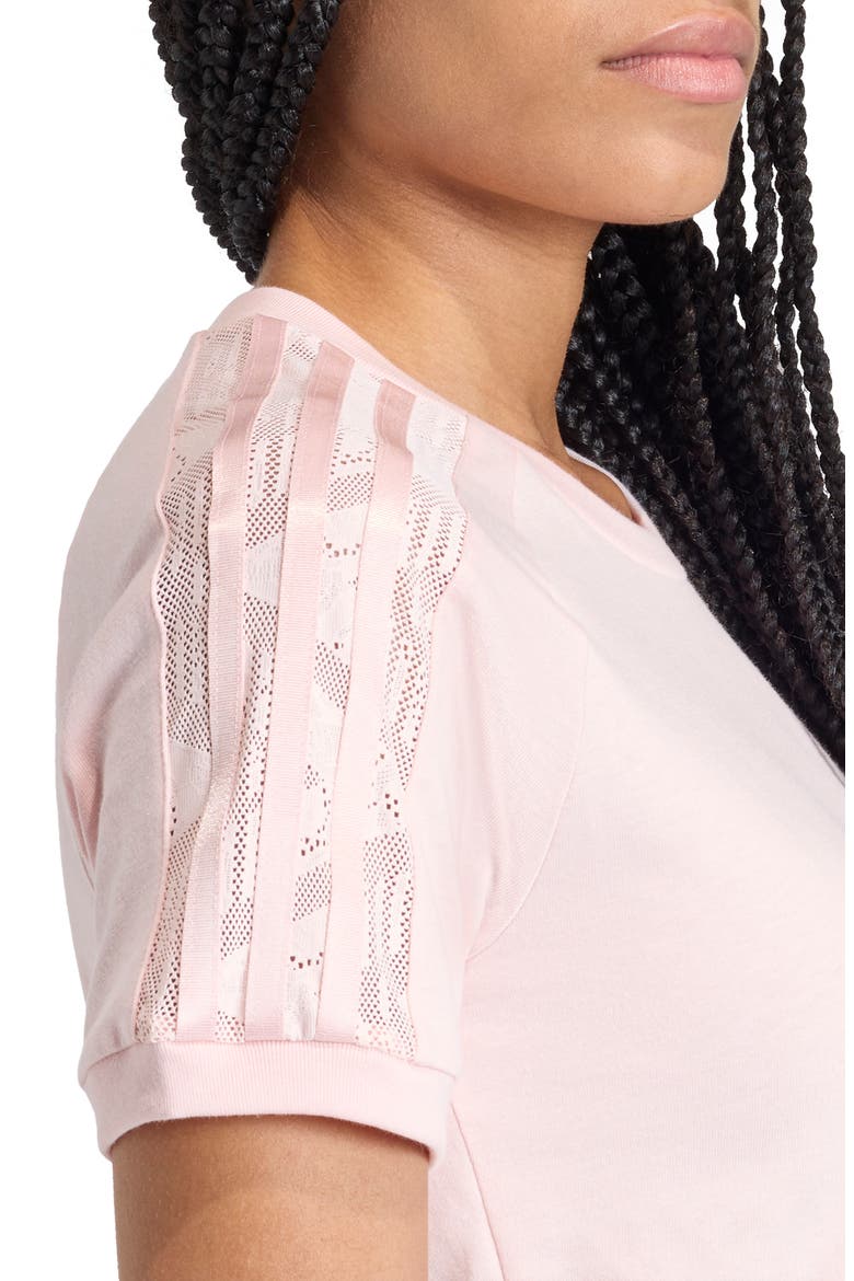 Cali Lace Inset Cotton T-Shirt, Alternate, color, SANDY PINK