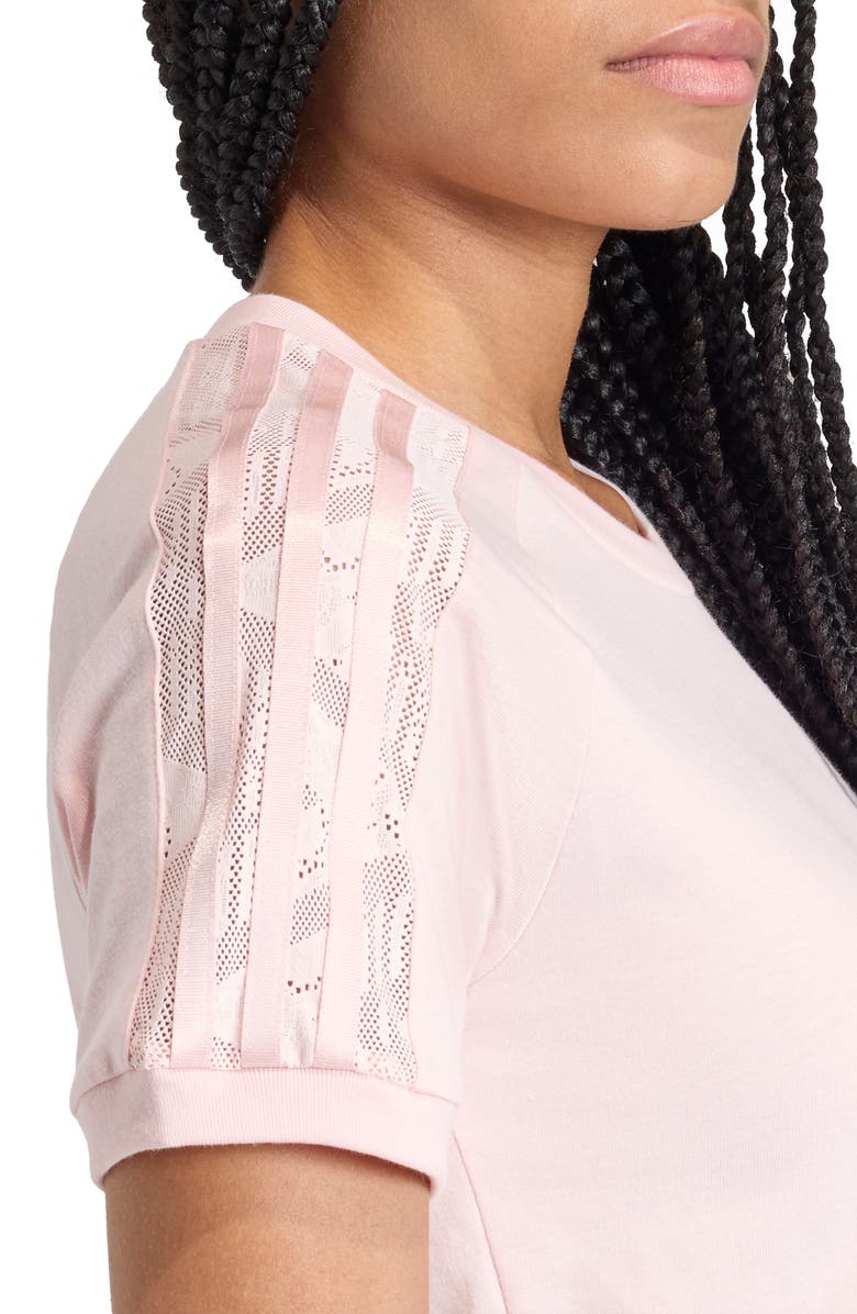 adidas Originals Cali Lace Inset Cotton T-Shirt, Alternate, color, Sandy Pink