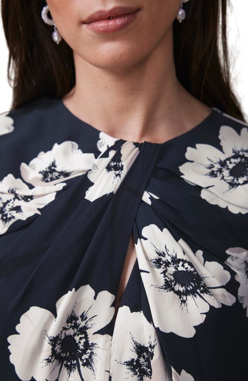 Mint Velvet Garden-print Midi Dress In Black