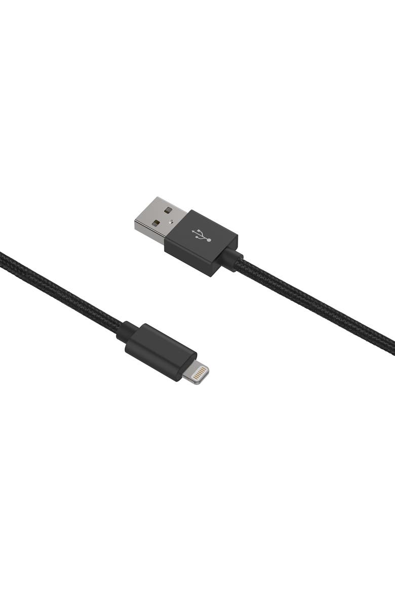 The Posh Tech 10 ft. Braided Lightning USB Cable, Alternate, color, Black