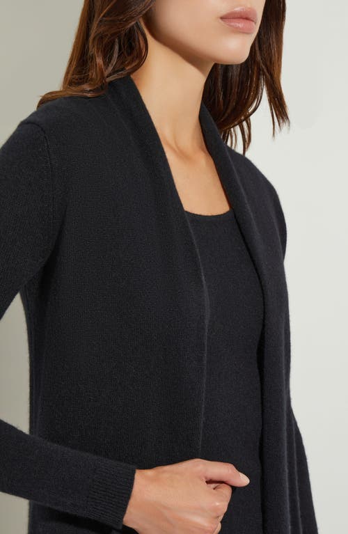 Misook Cashmere Open Front Cardigan In Black