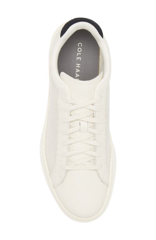Cole Haan Grand Crosscourt Perforated Sneaker In Ivory/black/ivory