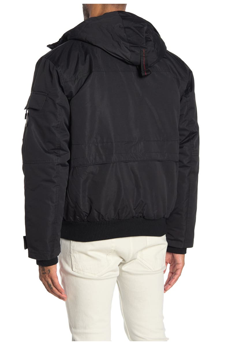 Noize Faux Fur Hooded Bomber Jacket, Alternate, color, Black