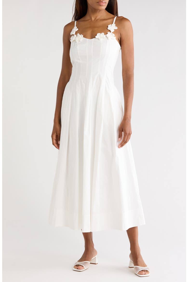Priya Cotton Poplin Midi Dress, Main, color, MILK