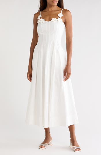Rebecca Taylor Priya Cotton Poplin Midi Dress in Milk at Nordstrom Rack, Size 00