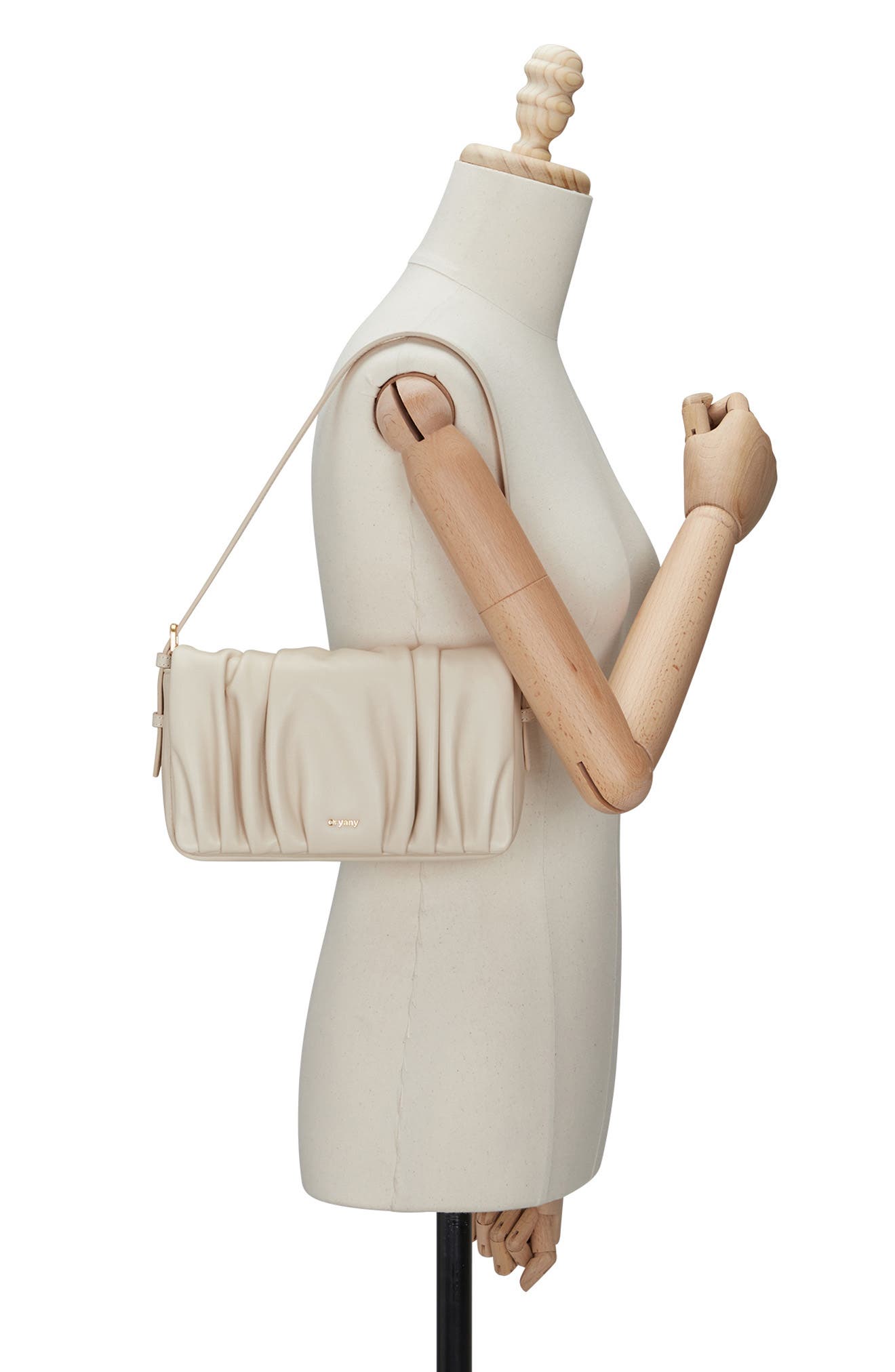 Oryany Bell Pleated Leather Shoulder Bag, Alternate, color, Vanilla Cream