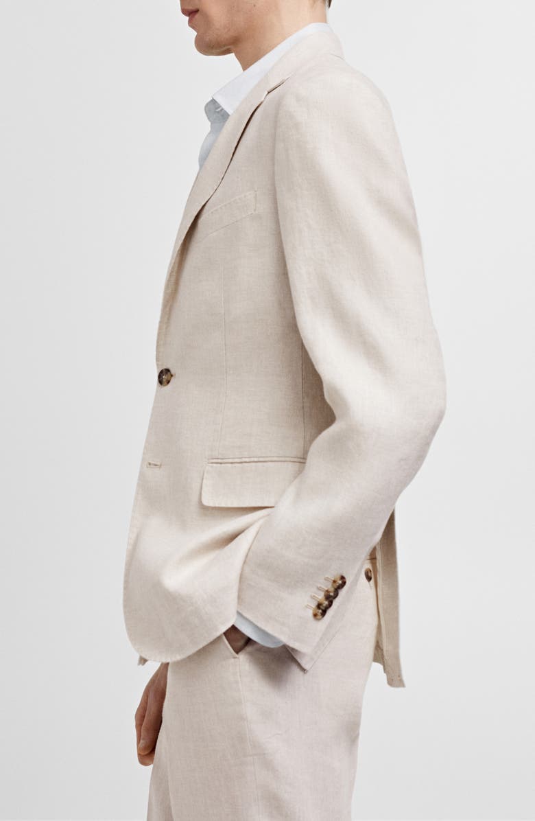 MANGO Slim Fit Linen Blazer, Alternate, color, Beige