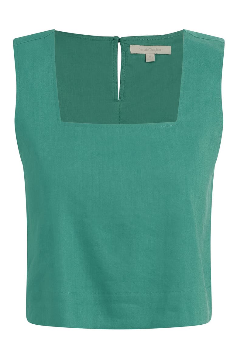 The Abby Linen Blend Square Neck Crop Shell, Alternate, color, EMERALD
