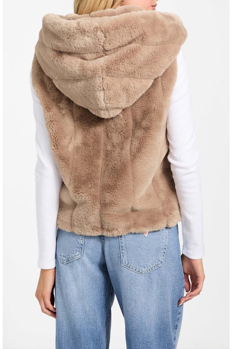 Sophy Hooded Faux Fur Vest, Alternate, color, BEIGE
