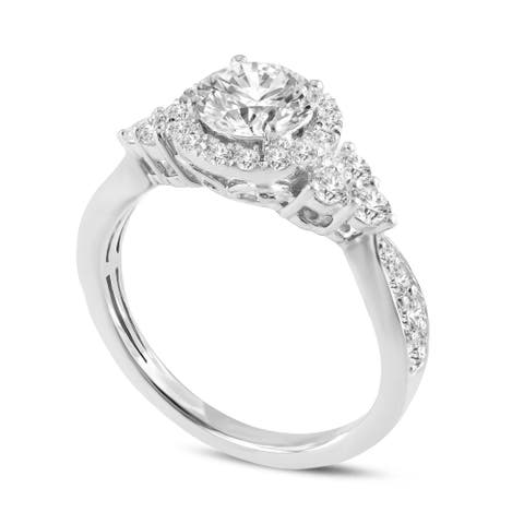 Mirabelle 14K White Gold Round Cut Lab Grown Diamond Halo Engagement Ring - 1.65 Ct