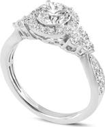 LuvMyJewelry Mirabelle 14K White Gold Round Cut Lab Grown Diamond Halo Engagement Ring - 1.65 Ct