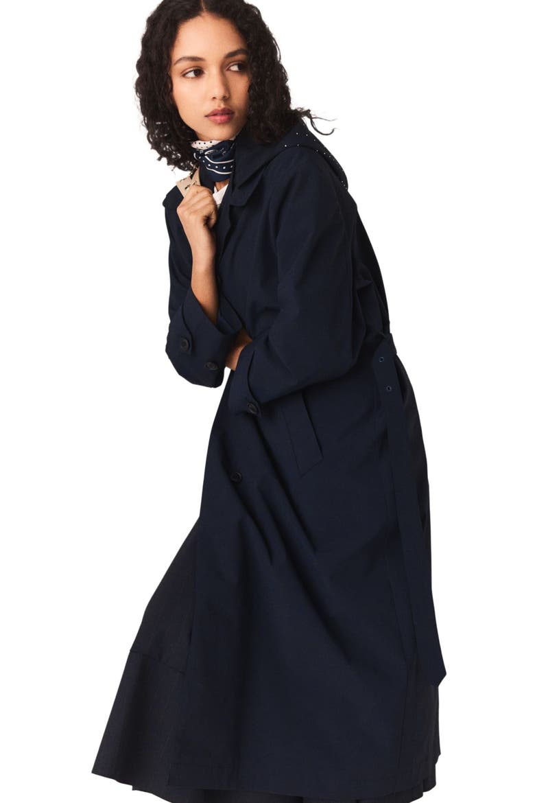 Removable rhinestone-hood trench, Alternate, color, Navy
