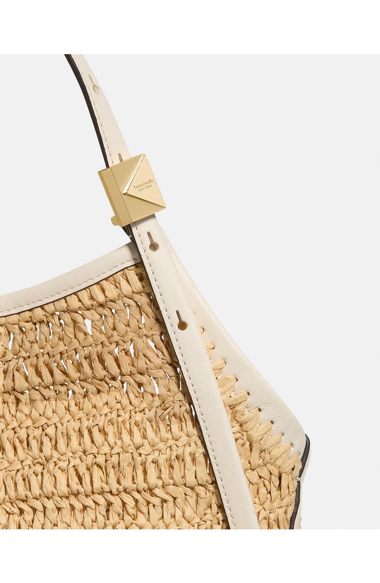 Kate Spade New York deco straw small tulip tote bag, Alternate, color, Natural