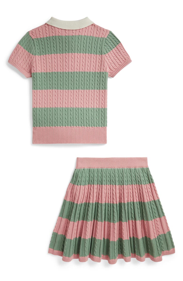 Polo Ralph Lauren Kids' Cable Knit Polo Sweater & Skirt Set, Alternate, color, Adirondack Rose Multi