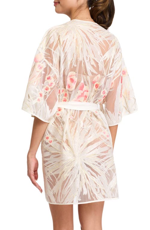 Rya Collection Tamara Embroidered Tie Waist Cover-up Robe In Ivory Mix