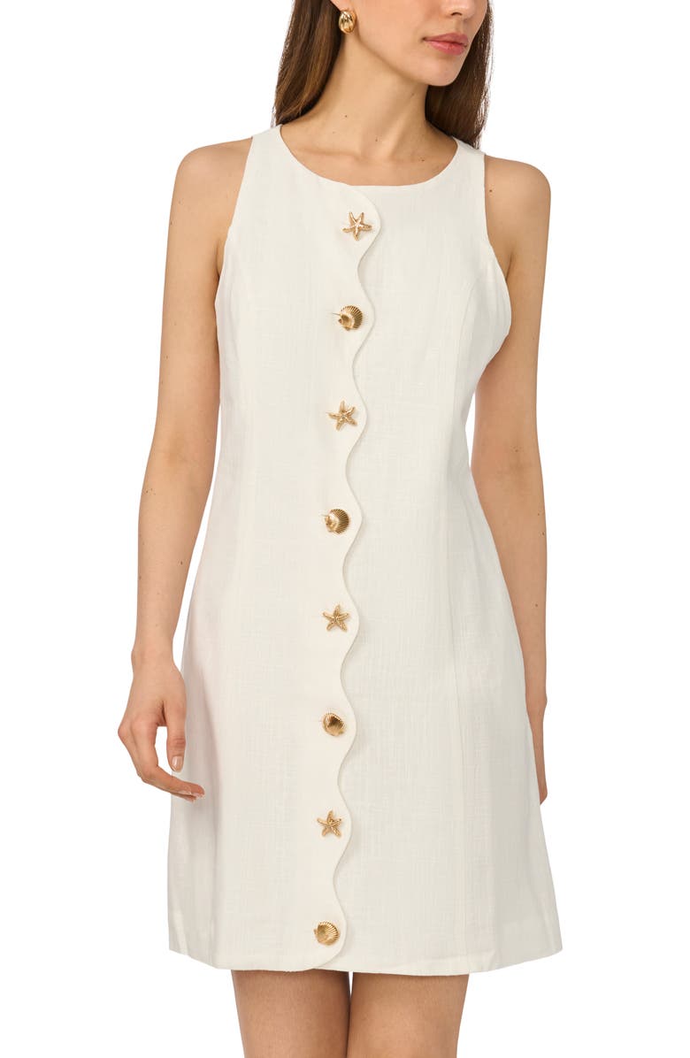 Halogen<sup>®</sup> Shell Button Front A-Line Dress, Alternate, color, Bright White