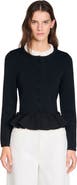 SANDRO Removable collar peplum cardigan