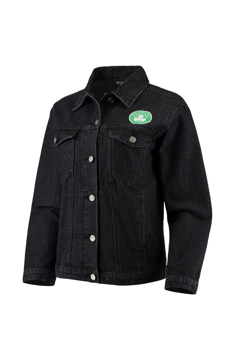 THE WILD COLLECTIVE Women's The Wild Collective Black Boston Celtics Patch Denim Button-Up Jacket, Alternate, color, Black