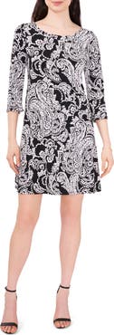 Chaus Paisley Bell Sleeve Shift Dress