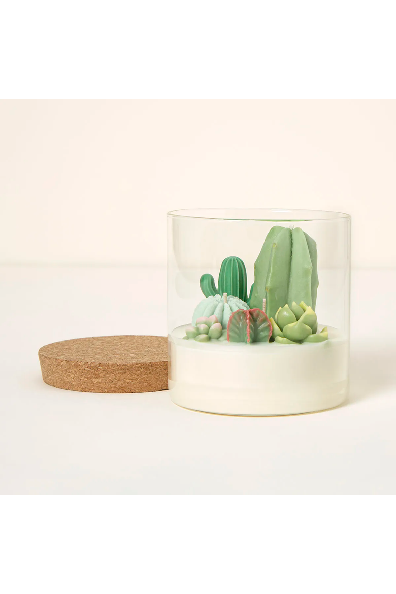 Terrarium Candle Large - Cactus Terrarium (Champagne & Peach) by Zoet Studio, Main, color, Champagne & Peach