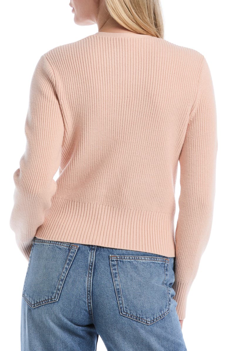 Laundry by Shelli Segal Bow V-Neck Cardigan, Alternate, color, Cameo Rose