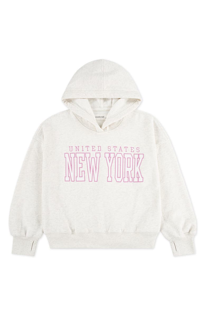 abercrombie kids Kids' NY Embroidered Graphic Hoodie, Main, color, Oatmeal Heather