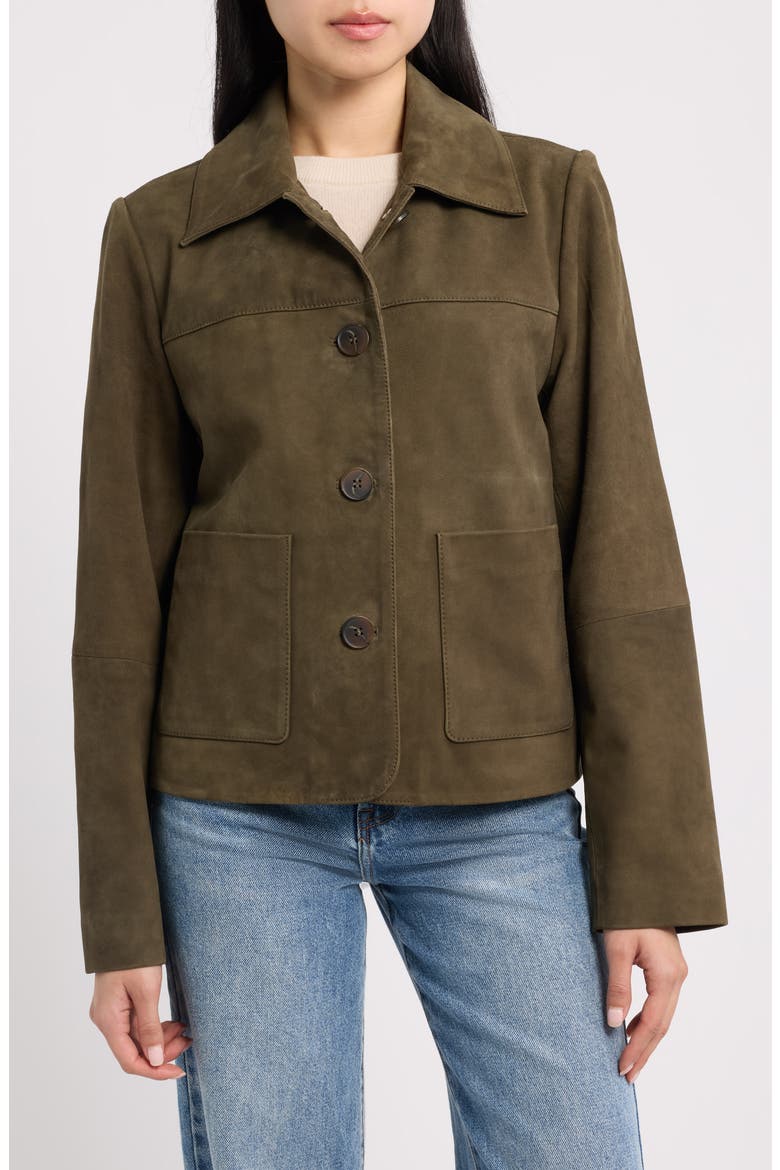 Suede Crop Jacket, Alternate, color, OLIVE