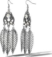 Jessica Simpson Crystal Leaf Drop Statement Earrings