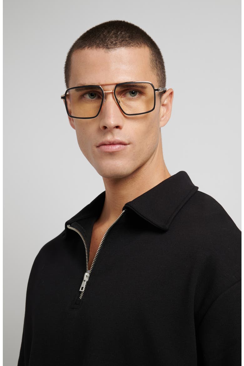 58mm Rectangular Optical Glasses, Alternate, color, MATTE BLACK/ BLUE SP