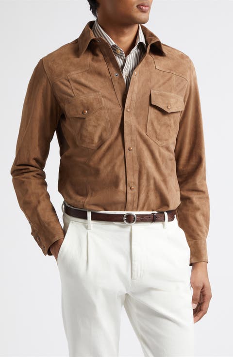 Suede Snap-Up Western Shirt