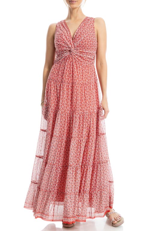 Shop Max Studio Twist Front Sleeveless Maxi Dress In Red/black Small Buds