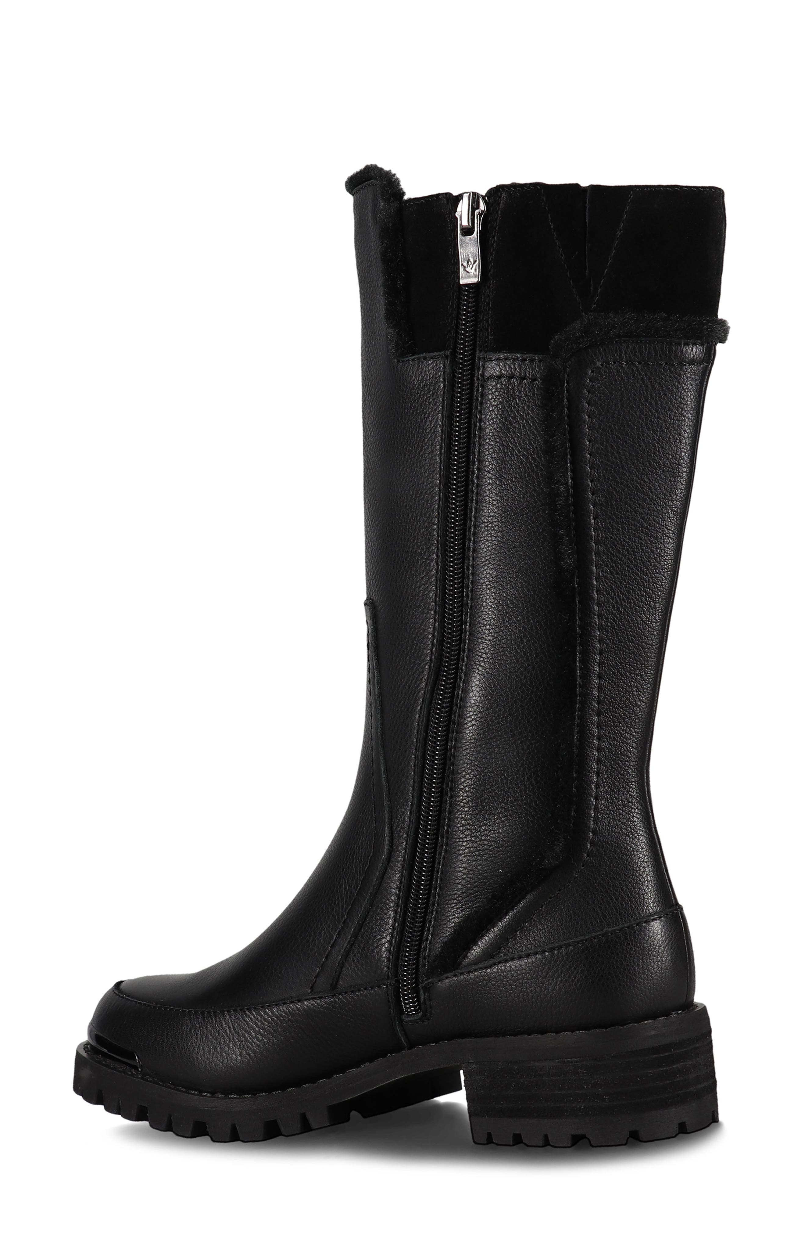Santana Canada Leather Faux Fur Boot, Alternate, color, Black