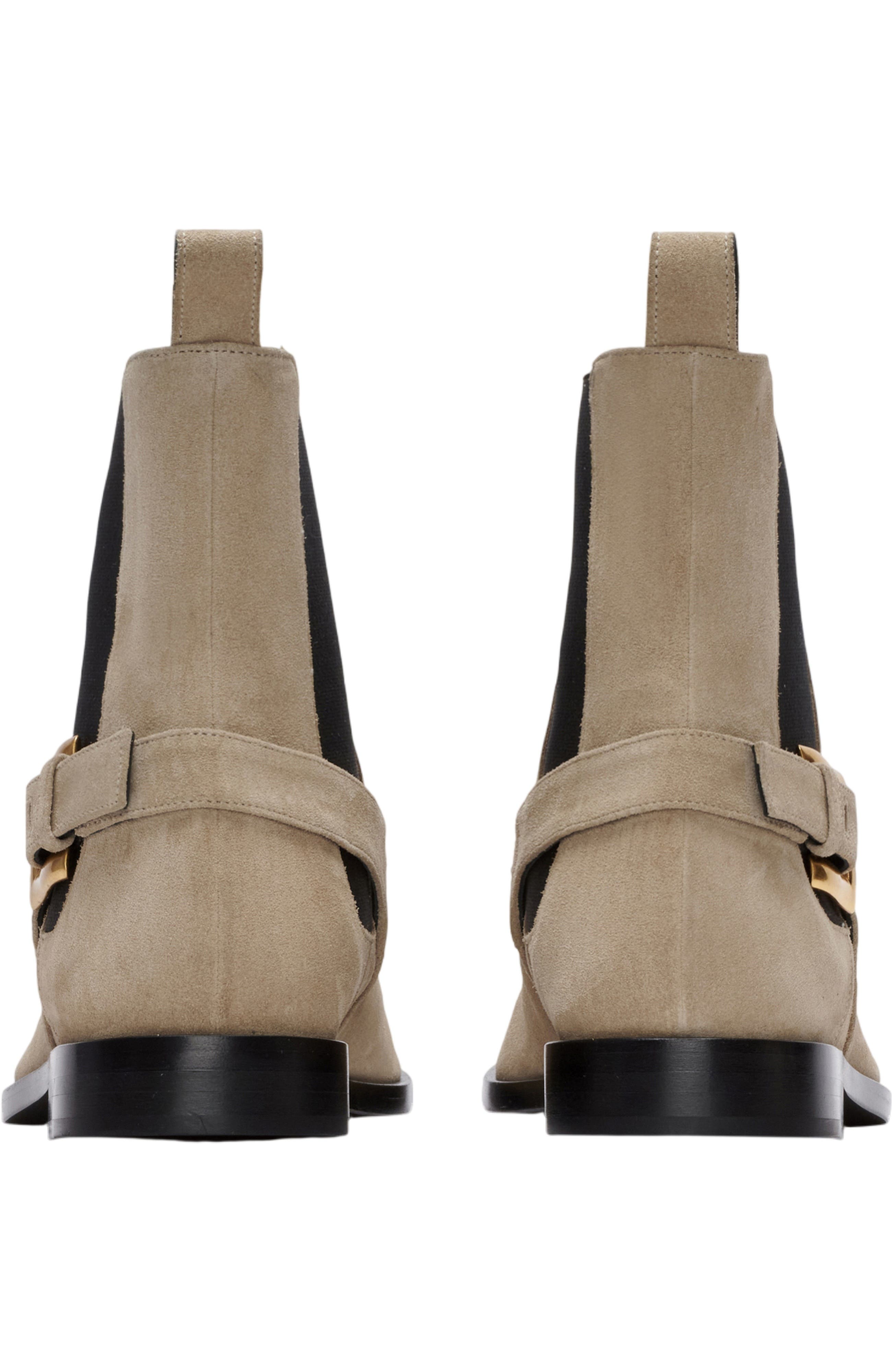Balmain Anthem Chelsea boots in suede leather, Alternate, color, Beige