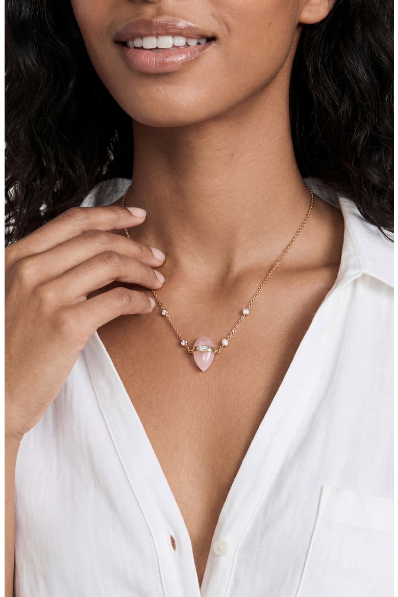 Semi Solstice Stone & Crystal Pendant Necklace, Alternate, color, ROSE QUARTZ
